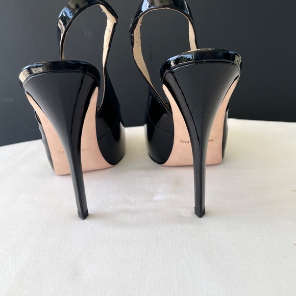 Marciano Black Patent Prep Toe Pump Slingback Heels Women’s Size 8M/38 EXC - Picture 9 of 16